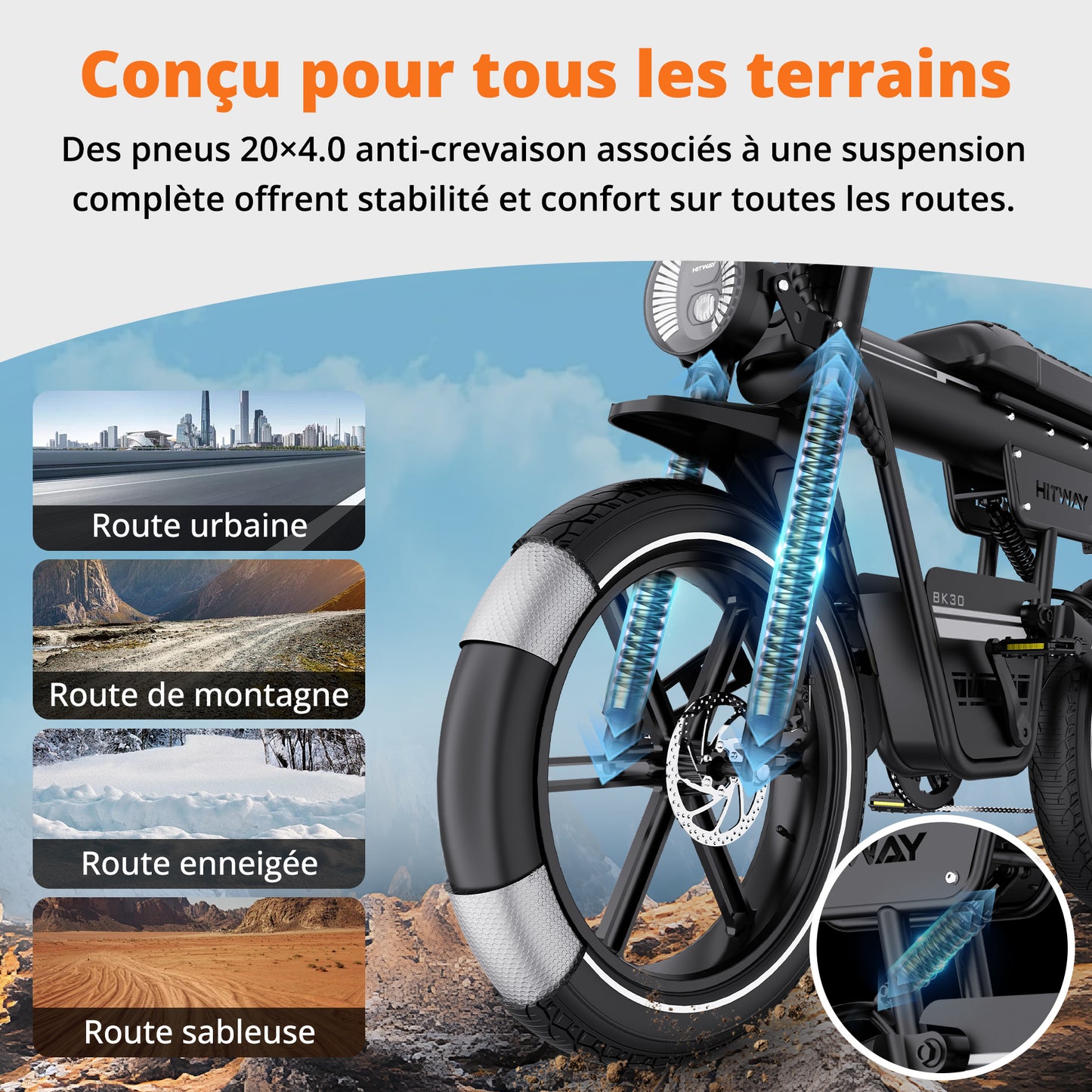 BK30 Vélo électrique à pneus larges