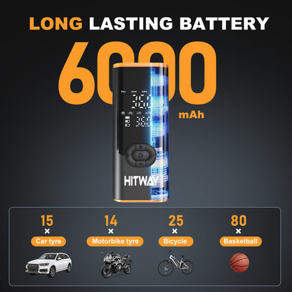 Pompe Électrique 3-en-1 HITWAY : Gonfleur, Batterie Externe et Lampe Torch