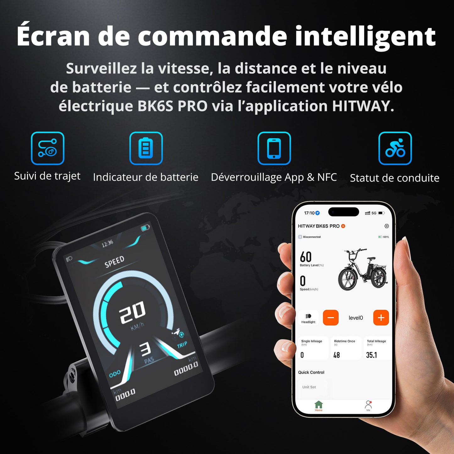 BK6S PRO Vélo Électrique Pliant Fat Bike