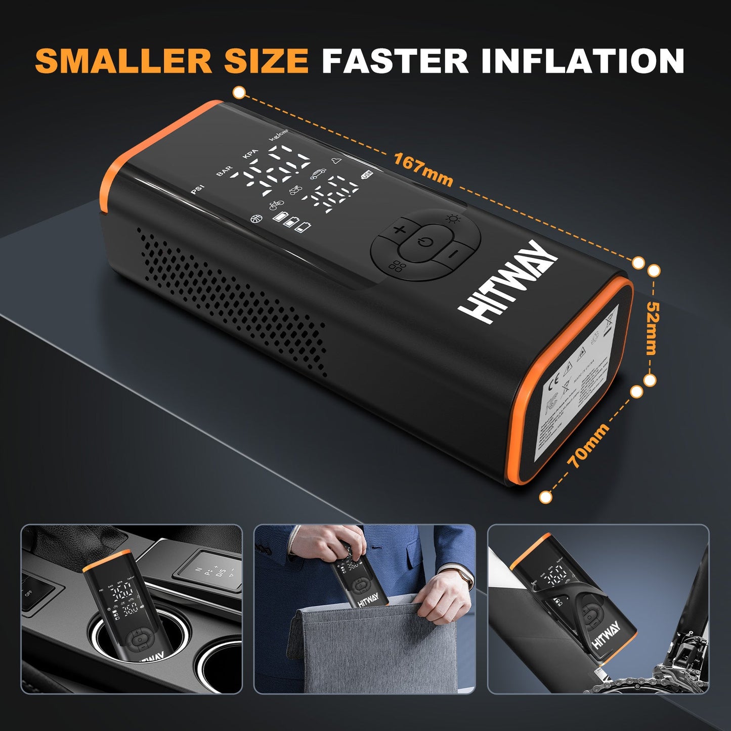 Pompe Électrique 3-en-1 HITWAY : Gonfleur, Batterie Externe et Lampe Torch