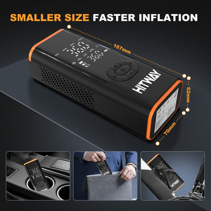 Pompe Électrique 3-en-1 HITWAY : Gonfleur, Batterie Externe et Lampe Torch